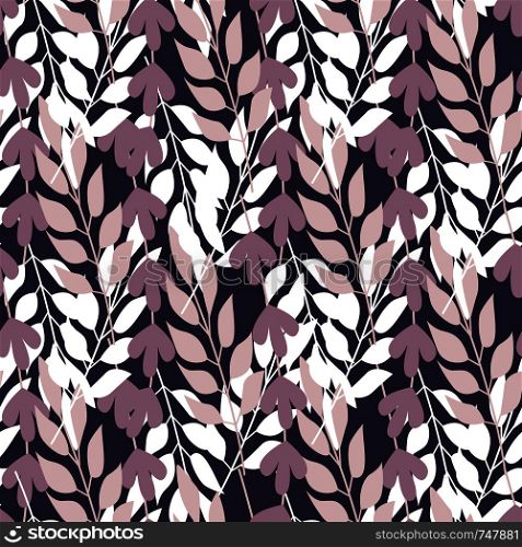 Forest Herbal leaves and grass seamless pattern. Vector illustration on background. Forest Herbal leaves and grass seamless pattern.