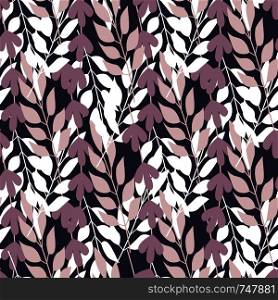 Forest Herbal leaves and grass seamless pattern. Vector illustration on background. Forest Herbal leaves and grass seamless pattern.