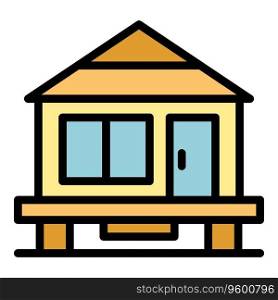 Forest house icon outline vector. Cabin stilt. Beach sw&color flat. Forest house icon vector flat