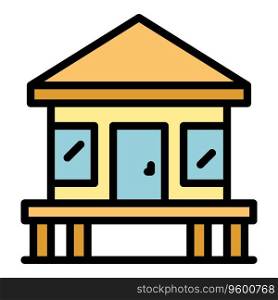 Forest hut icon outline vector. House cabin. Seaside swamp color flat. Forest hut icon vector flat
