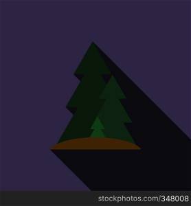 Forest icon in flat style with long shadow. Forest icon, flat style