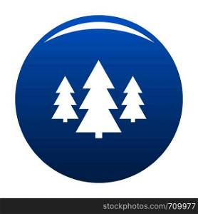 Forest icon vector blue circle isolated on white background . Forest icon blue vector