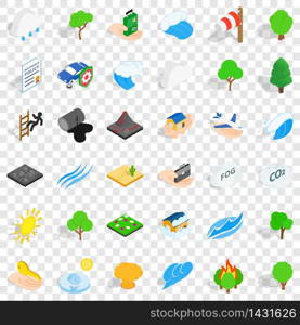 Forest icons set. Isometric style of 36 forest vector icons for web for any design. Forest icons set, isometric style