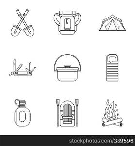Forest icons set. Outline illustration of 9 forest vector icons for web. Forest icons set, outline style