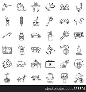 Forest icons set. Outline style of 36 forest vector icons for web isolated on white background. Forest icons set, outline style