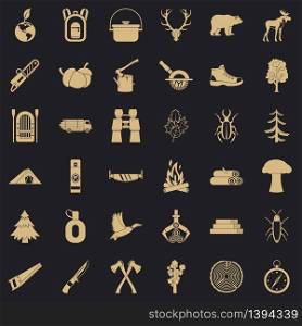 Forest icons set. Simple style of 36 forest vector icons for web for any design. Forest icons set, simple style