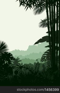 Forest landscape of tropical background .vector