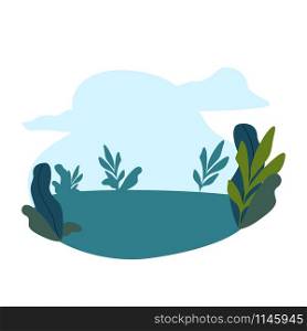 Forest leaves landscape in flat style. Panorama landscape background. Nature isolated poster. Summer card design. Vector illustration. Forest leaves landscape in flat style. Panorama landscape background.