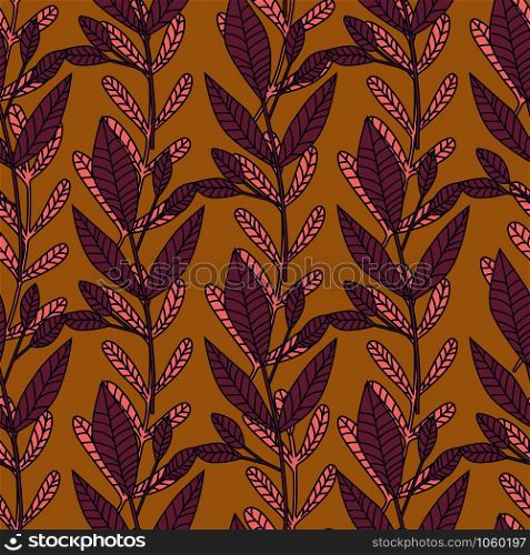 Forest leaves seamless pattern in vintage style. Printing, textile, fabric, fashion, interior, wrapping paper concept. Vector illustration. Forest leaves seamless pattern in vintage style.
