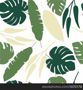 Forest leaves seamless pattern on white background. Leaves endless wallpaper. Simple fabric design, wrapping paper. Vector illustration. Forest leaves seamless pattern on white background.