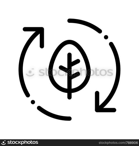 Forest Leaves Tree Arrows Vector Thin Line Icon. Organic Cosmetic, Natural Forest Component Linear Pictogram. Eco-friendly, Cruelty-free Product, Molecular Analysis Contour Illustration. Forest Leaves Tree Arrows Vector Thin Line Icon