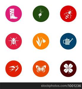 Forest life icons set. Flat set of 9 forest life vector icons for web isolated on white background. Forest life icons set, flat style