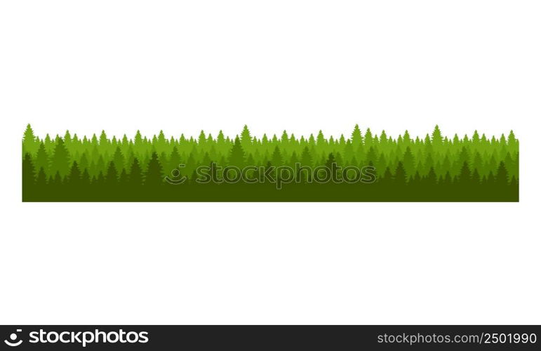 Forest line with spirelike shapes semi flat color vector object. Full sized item on white. Natural landscape. Conservation. Simple cartoon style illustration for web graphic design and animation. Forest line with spirelike shapes semi flat color vector object