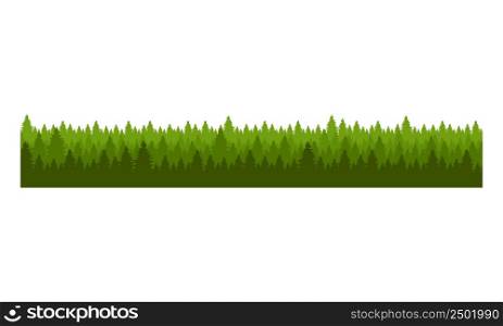 Forest line with spirelike shapes semi flat color vector object. Full sized item on white. Natural landscape. Conservation. Simple cartoon style illustration for web graphic design and animation. Forest line with spirelike shapes semi flat color vector object