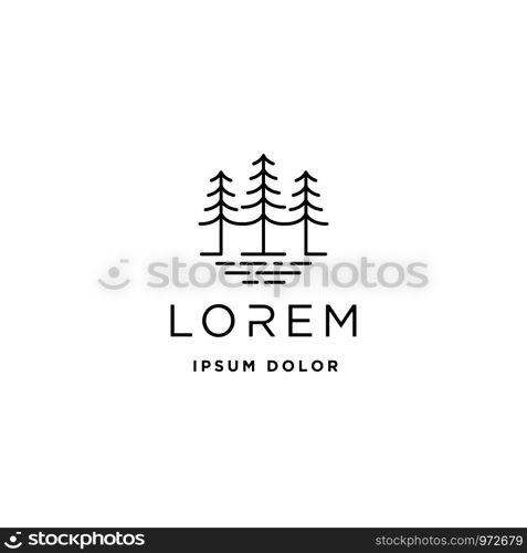 Forest Logo Vector design landscape symbol. Forest Logo Vector line design landscape symbol