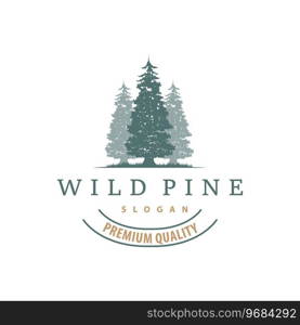 Forest Logo, Vector Forest Wood With Pine Trees, Design Inspirational Badge Label Illustration