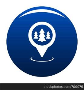 Forest map pointer icon vector blue circle isolated on white background . Forest map pointer icon blue vector