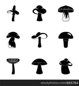 Forest mushroom icon set. Simple set of 9 forest mushroom vector icons for web isolated on white background. Forest mushroom icon set, simple style