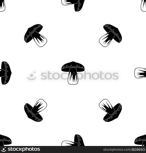 Forest mushroom pattern repeat seamless in black color for any design. Vector geometric illustration. Forest mushroom pattern seamless black