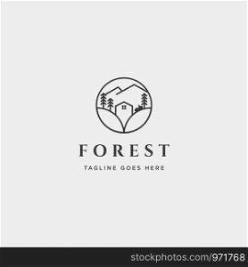 forest nature badge line simple logo template vector illustration icon element - vector. mountain forest nature badge line simple logo template vector illustration icon element