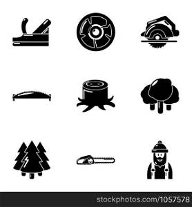 Forest product icons set. Simple set of 9 forest product vector icons for web isolated on white background. Forest product icons set, simple style