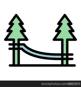 Forest rope climb icon outline vector. Adventure park. Tree zipline color flat. Forest rope climb icon vector flat