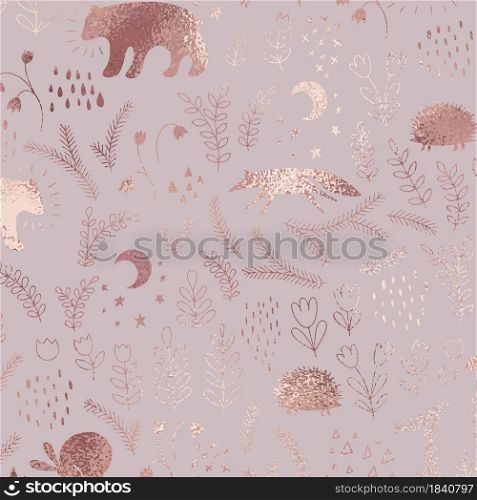 Forest. Rose gold. Imitation gold texture. Vector background. Forest. Rose gold. Imitation gold texture.