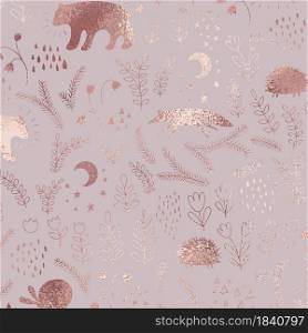 Forest. Rose gold. Imitation gold texture. Vector background. Forest. Rose gold. Imitation gold texture.