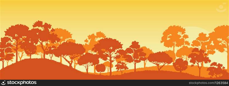 forest trees silhouettes , nature landscape background vector illustration EPS10