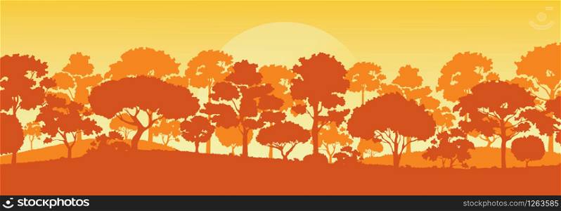 forest trees silhouettes , nature landscape background vector illustration EPS10