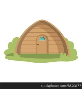 Forest wood house icon cartoon vector. Glamping camping. Nature tourism. Forest wood house icon cartoon vector. Glamping camping