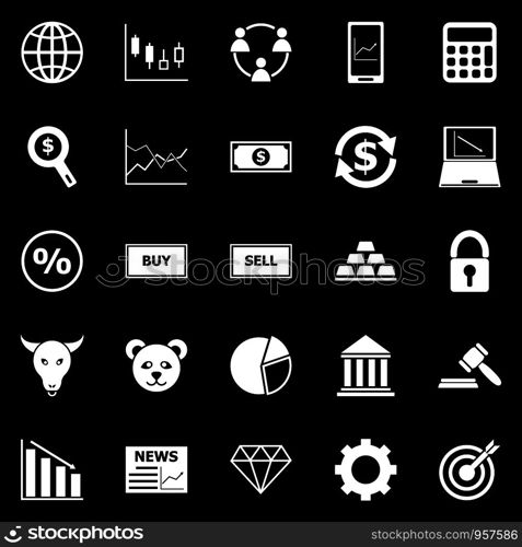 Forex icons on black background, stock vector