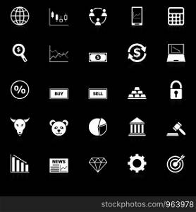 Forex icons with reflect on black background, stock vector