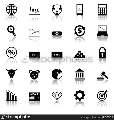 Forex icons with reflect on white background, stock vector