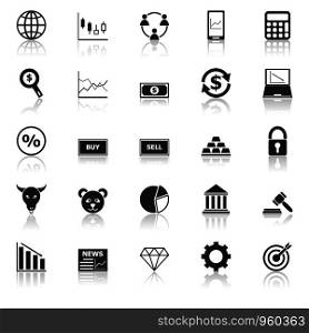 Forex icons with reflect on white background, stock vector