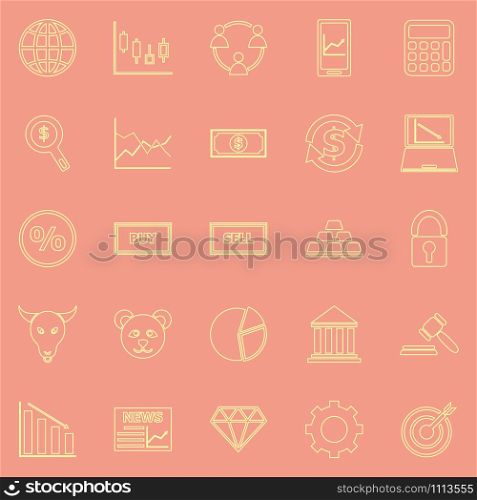 Forex line color icons on orange background, stock vector