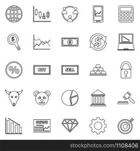 Forex line icons on white background, stock vector