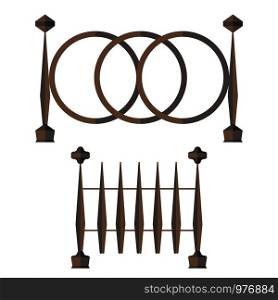 Forged fence. Set of vector illustration. Flat style. Forged fence. Set of vector illustration. Flat style.