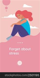 Forget about stress app banner. Illustration for mobile application psychology and help with stress