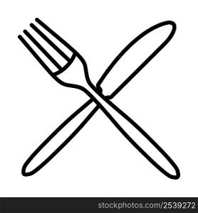 Fork And Knife Icon. Bold outline design with editable stroke width. Vector Illustration.