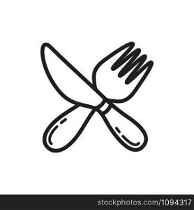 fork and knife icon vector logo template in trendy flat style