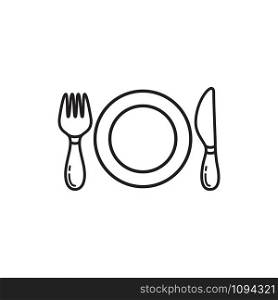 fork and knife icon vector logo template in trendy flat style