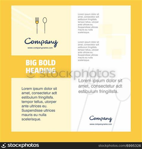 Fork and spoon Company Brochure Title Page Design. Company profile, annual report, presentations, leaflet Vector Background