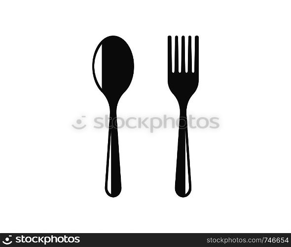 fork and spoon icon logo vector illustration design template