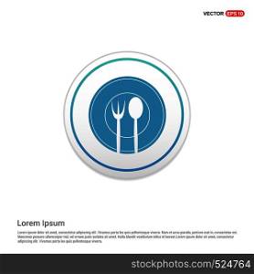 Fork and spoon icon - white circle button