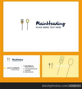 Fork and spoon Logo design with Tagline & Front and Back Busienss Card Template. Vector Creative Design