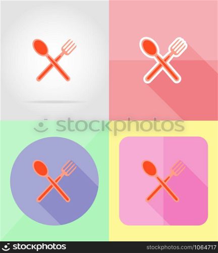 fork and spoon service flat icons vector illustration isolated on background