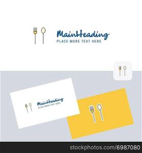 Fork and spoon vector logotype with business card template. Elegant corporate identity. - Vector
