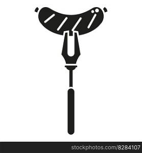 Fork bbq sausage icon simple vector. Grill food. Dinner fire. Fork bbq sausage icon simple vector. Grill food