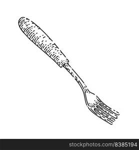 fork cutlery hand drawn vector. silverware food, restaurant symbol, dinner object fork cutlery sketch. isolated black illustration. fork cutlery sketch hand drawn vector